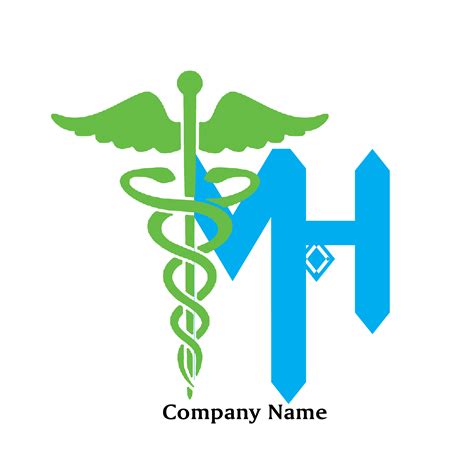 Hospital Logo with Letter H and Caduceus Symbol