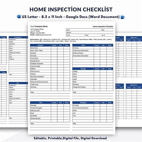 30+ Printable Home Inspection Checklists (Word, PDF, Excel) | Home ...