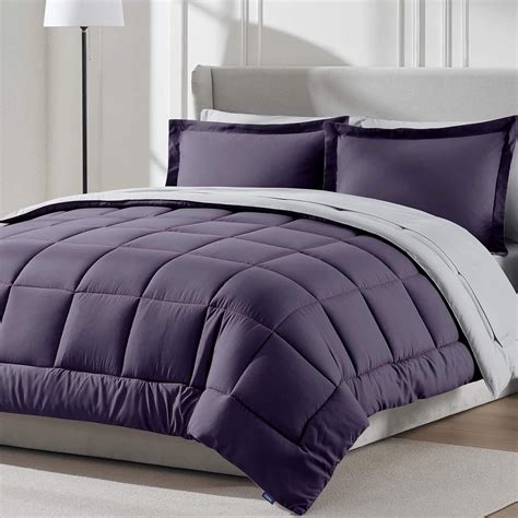 Amazon.com: Nestl 7 Piece King Comforter Set – Purple Reversible Bed in ...