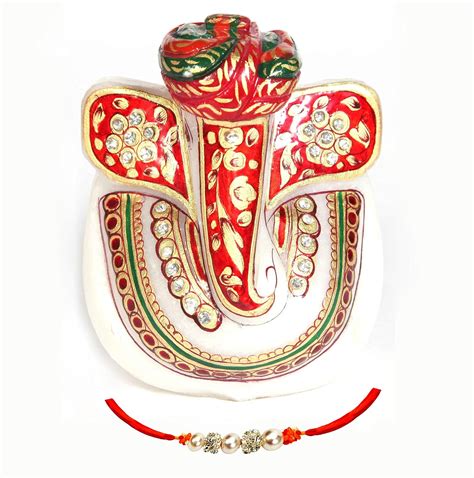 Raja Ji Rakhi Gift (Marble Ganesh Ji & Rakhi) - 7001010 : Amazon.in ...