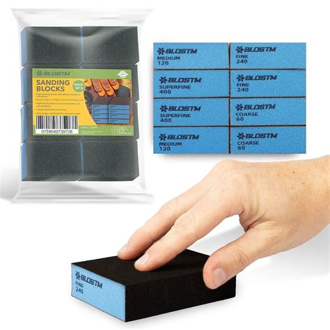 BLOSTM 8 Piece Sanding Sponge Set 4 Specifications Assortment - Coarse ...
