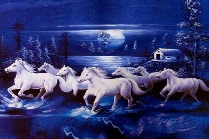 'vastu Poster'' White 7 Horse vastu Painting, beautiful Seven Horse ...