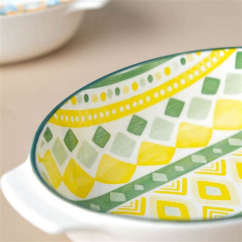 Mandala Ceramic Baking Dish With Handle Yellow 9 Inch Online - Premium ...