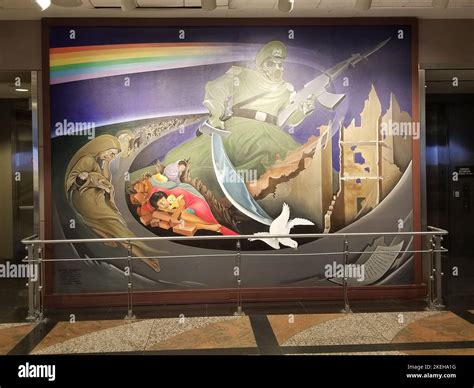 The Children of the World Dream of Peace mural in the basement of the ...