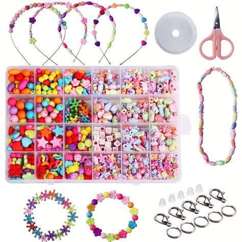 Satmarhz 570Pcs Beads for Jewellery Making Kit, Colorful Beads Set for ...