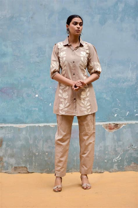 Pure cotton designer embroidered co ord set– Aashvi Couture