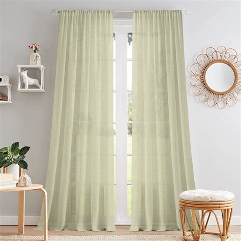Pack of 2 Solid Linen Sheer Long Door Curtains- Cream – CORTINA