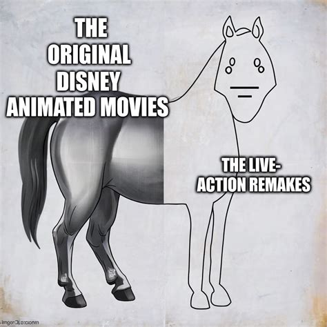 Disney Horse Meme: Animated vs Live-Action Films Humor Sticker - Playground