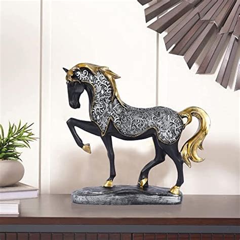 Buy Lamcy Plaza Good Luck Resin Horse Statue with Baby Animal On Wooden ...