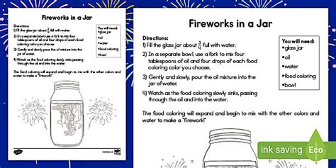 Fireworks in a Jar Science Experiment for K-2nd Grade