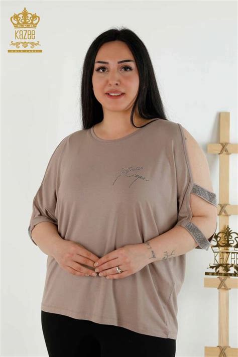 Großhandel Damenbluse Schulter detailliert Nerz - 79108 | KAZEE