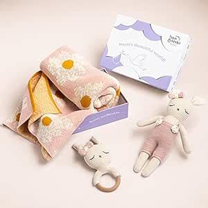 haus & kinder Cozy Baby Blanket - Pack of 3 | Rattle and Cuddle Toy ...