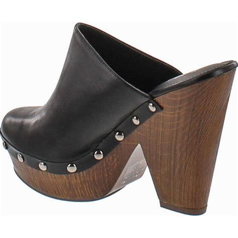 Mark and Maddux ANTONIO-06 Wood Effect Platform Women's Clogs in Black ...