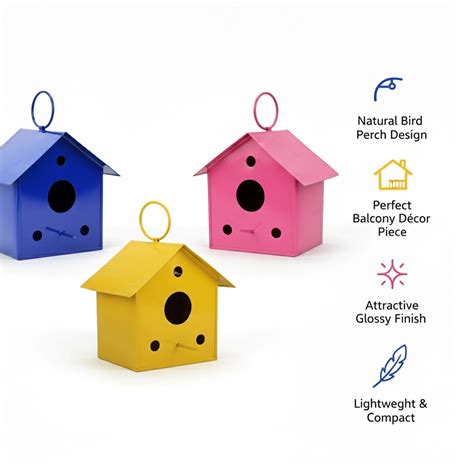 Urban Plant Metal Hanging Bird House - (Set of 3)