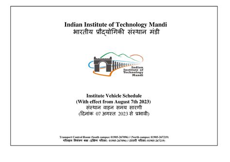 Bus schedule - Indian Institute of Technology Mandi भारतीय प्र ौद् ...