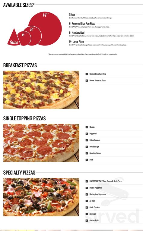 Hot Stuff Pizza menus in Eau Claire, Wisconsin, United States
