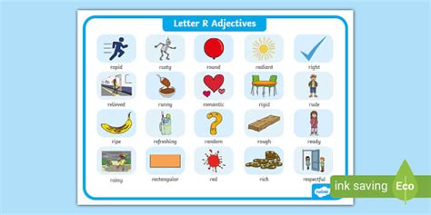 Letter R Adjectives Word Mat - Twinkl