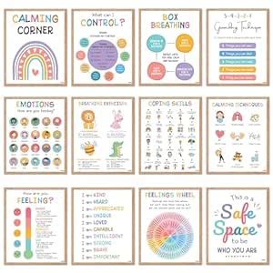BEAWART 9 Calming Corner Classroom Posters, Mental Health Posters ...
