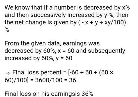 If Ram's earning was decreased by 60% and after that subsequently ...