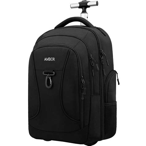 AMBOR Rolling Backpack, Waterproof Wheeled Backpack, Carry-on Trolley ...