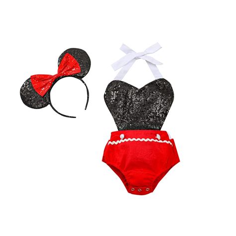 Buy Infant Baby Girls Disney Romper 2 Pcs Set, Cotton Ruffles Button ...