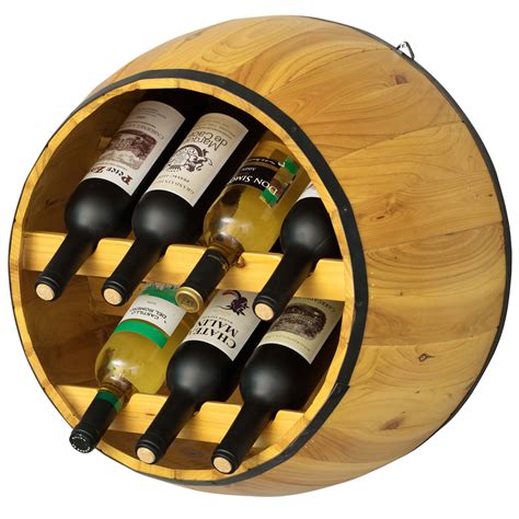 Wooden Hanging Wine Barrel Wine Rack | Wine rack, Wine bottle rack ...