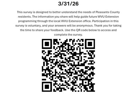 Pleasants County WVU extension survey seeks community input