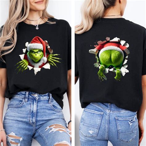 Funny Grinch Christmas T-shirt, Front and Back Print - Etsy | Christmas ...