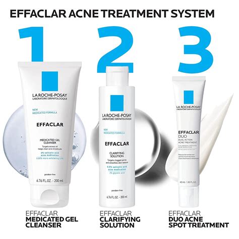 La Roche-Posay Effaclar 3-Step Acne Treatment System for Sensitive Skin ...
