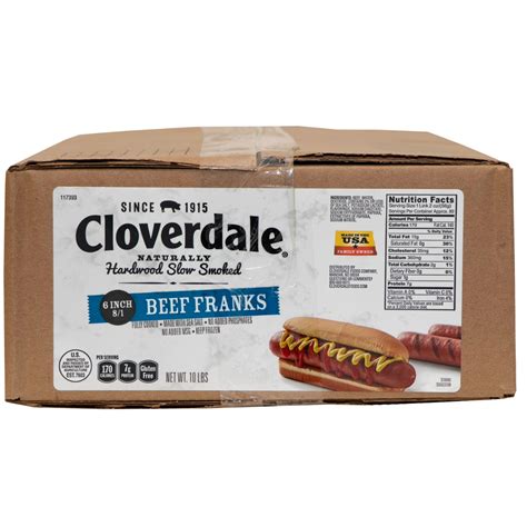 CLOVERDALE BEEF HOT DOGS 6 INCH FRANKS 61 - US Foods CHEF'STORE