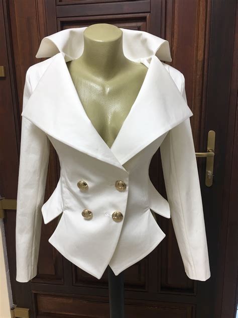 Women's White Jacket, Fitted Blazer, White cotton Tailored Blazer ...