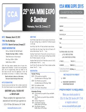 Fillable Online wewashctcars 25 CCA MINI EXPO EXHIBITOR REGISTRATION ...