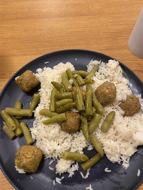 Uncle Bens microwaved jasmine rice, frozen falafel balls and canned ...