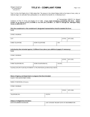 Fillable Online Detroit Department of Transportation Title VI Complaint ...