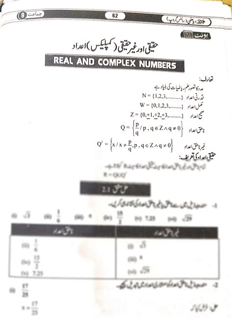 Science 9th Class Math Exercise 2.1 的图像结果