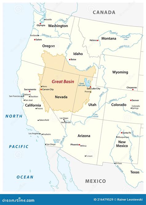 Vector Map of the Great Basin in the Western United States Stock ...