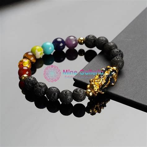 7 Chakra Volcanic Lava Pixiu Wealth Bracelet – Mine Galleria Store