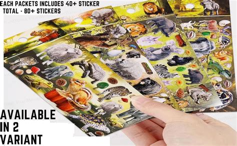 FunBlast Animal Figure Stickers for Kids– 2 Sheets, 40+ Stickers for ...