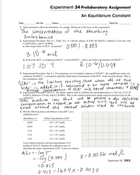 Experiment 34 Lab - CHEM 006 - Studocu
