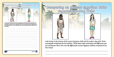 Comparing an Ancient Egyptian Child to a Modern-Day Child Worksheet