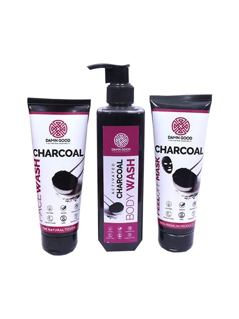Damngood Activated Charcoal Facewash ,Charcoal Peel off mask & Body wa ...