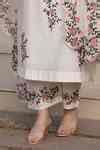 Buy White Chanderi Embroidery Mandarin Collar Kurta Pant Set For Women ...
