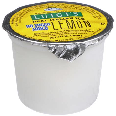 Luigi's No Sugar Added Lemon Italian Ice Cup, 4 Ounce -- 48 per case
