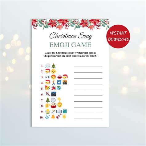 Printable Christmas Emoji Game | Work Christmas Party Game | Adult ...
