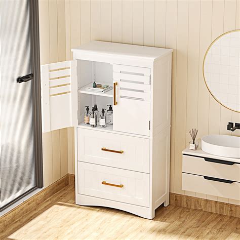 Mercer41 Bathroom Floor Storage Cabinet, Freestanding Bathroom Cabinet ...