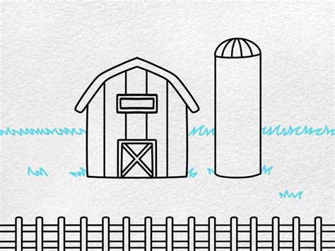 Farm Drawing (easy) - HelloArtsy
