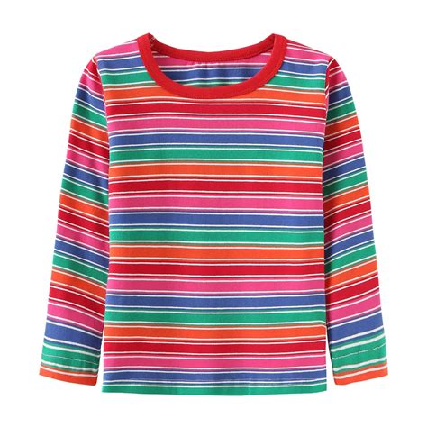 Boys Rainbow Striped Shirt Cotton Long Sleeve T-Shirts