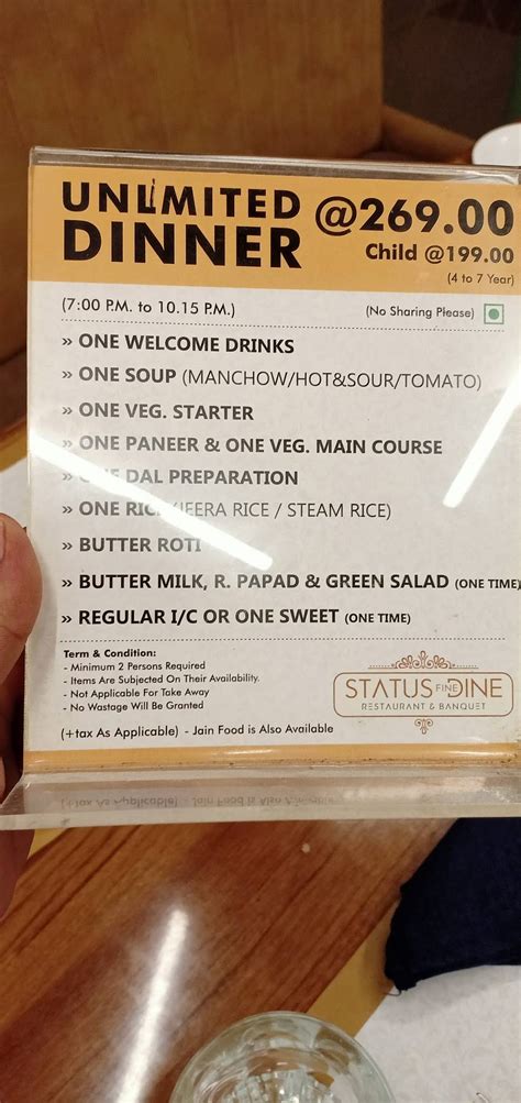 Menu at Status Fine Dine Restaurant & Banquet, Vadodara, Samanvay ...