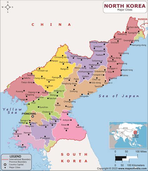 North Korea Major Cities Map | List of Major Cities in Different States of North Korea