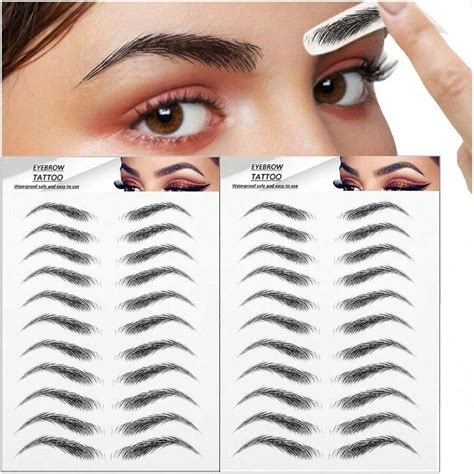22 Pairs 4D Eyebrows Tattoo, Hair-Like Authentic Eyebrows, Eyebrows ...